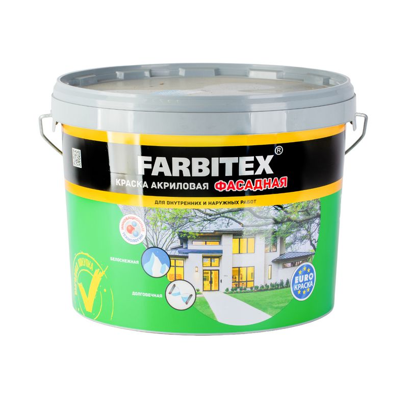 Краска фасадная FARBITEX белая база А 13 кг