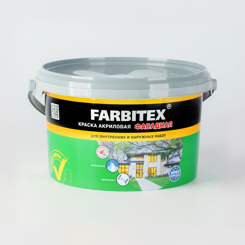 Краска фасадная FARBITEX белая база А 3 кг
