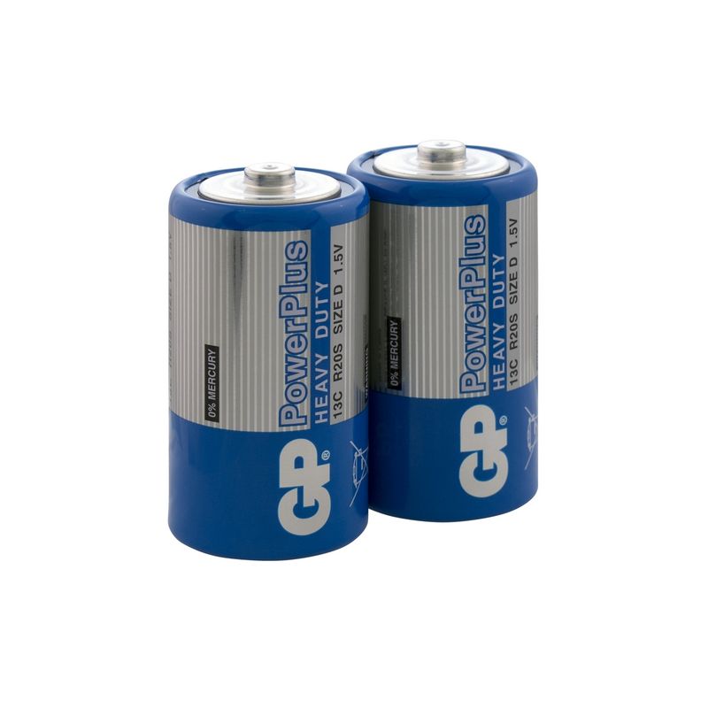 Батарейки солевые GP PowerPlus 13G типоразмера D - 2 шт. в пленке