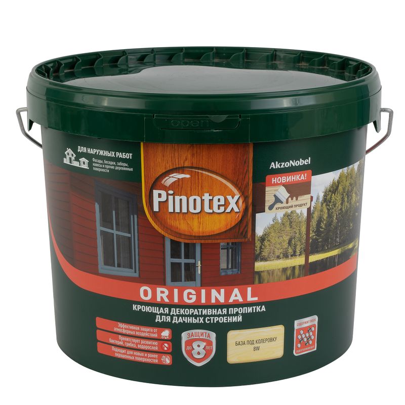 Декоративно-защитное средство для дерева Pinotex Original белое полуматовое 9л