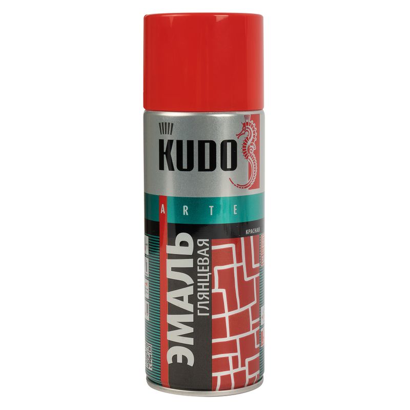 Эмаль аэрозольная Kudo красная (RAL 3020) глянцевая 0,52л