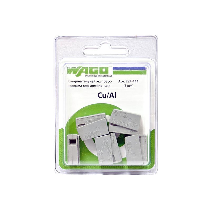Клемма соединительная для светильника WAGO 224-111 (0,5-2,5мм²) 24А с ...