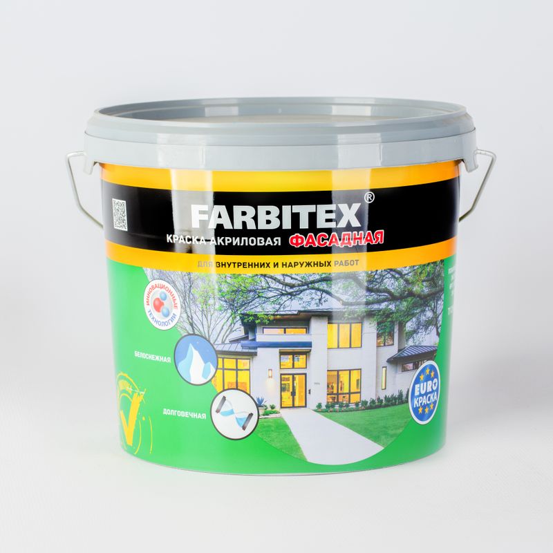 Краска фасадная FARBITEX белая база А 6 кг