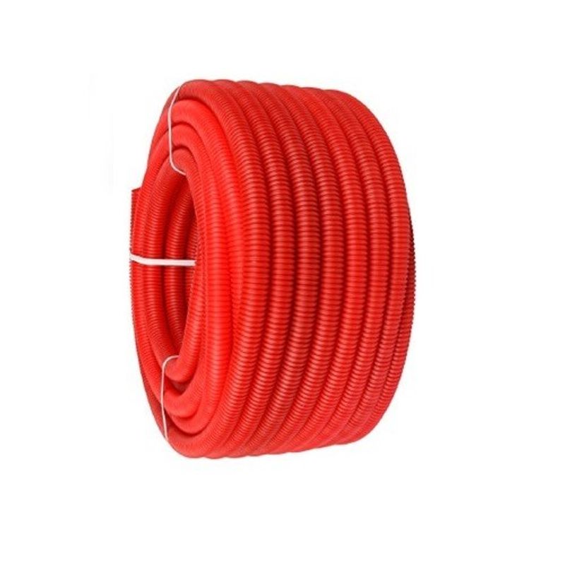 Трубка гофрированная для 16 (по наружнему 25) красная, бухта 50м ...