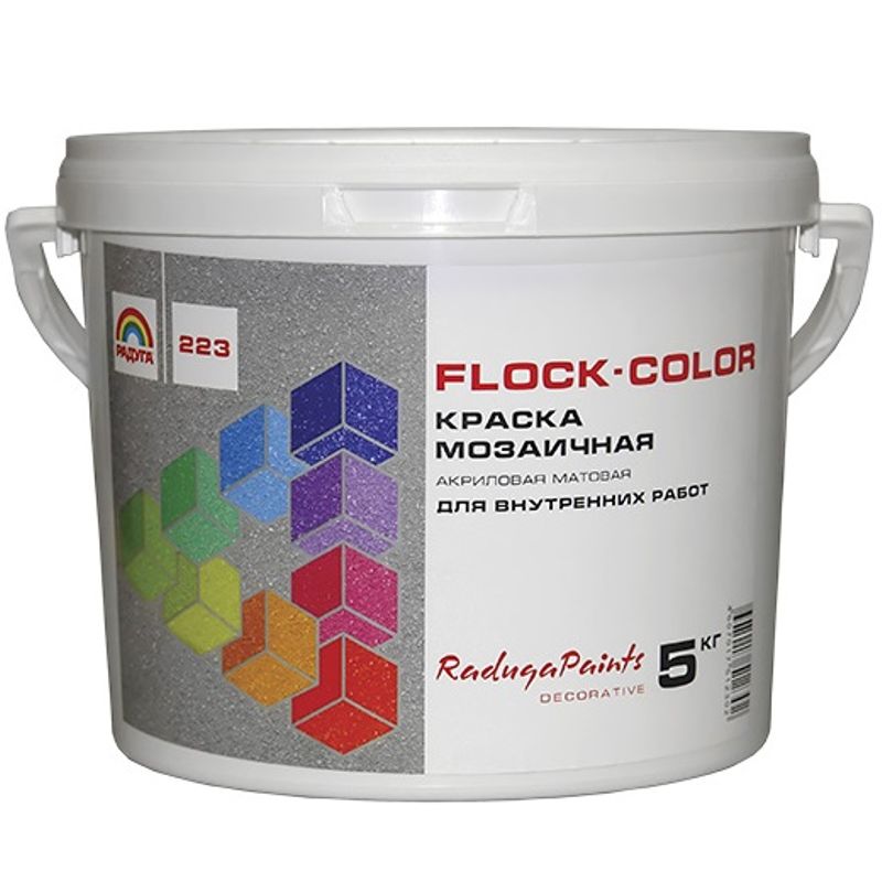 Краска мозаичная Р-223 Flock-COLOR (белый), 5 кг