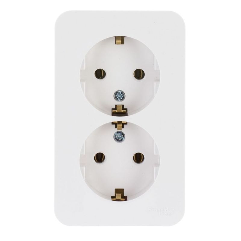 Розетка двухместная накладная с заземлением Blanca белая IP20 Systeme Electric