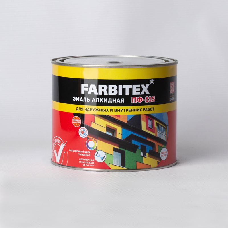 Эмаль ПФ-115 FARBITEX желтый 1,8 кг