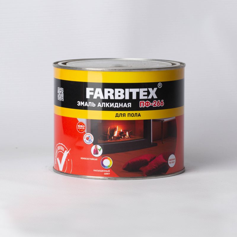 Эмаль для пола ПФ-266 FARBITEX желто-коричневый 1,8 кг