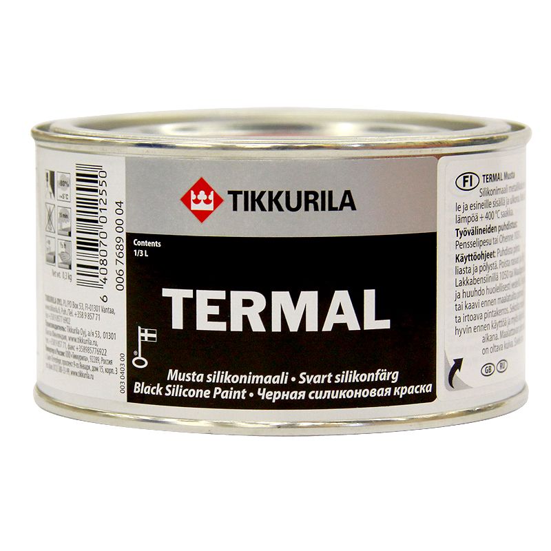 Краска силиконовая Tikkurila Termal (до+400°С) черная, 0,33л