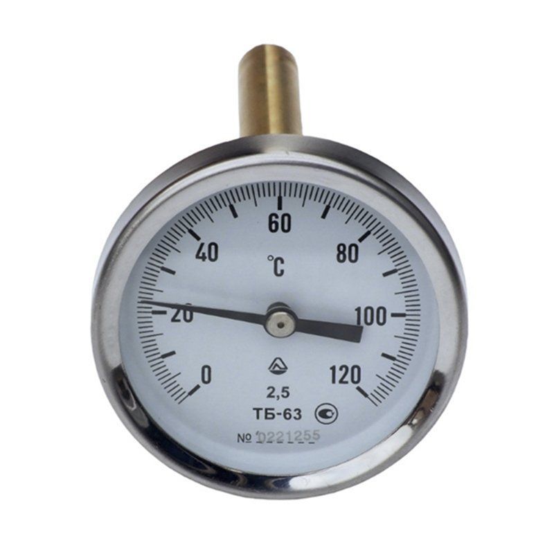Термометр биметаллический аксиальный 0-120°С, d=63мм, L=50мм, G1/2"