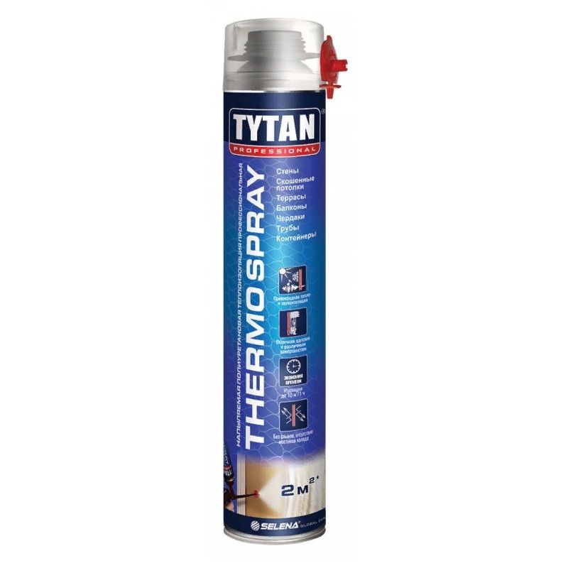 Теплоизоляция напыляемая полиуретановая профессиональная Tytan Professional THERMOSPRAY 870 мл