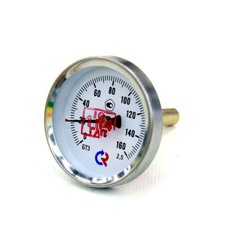 Термометр биметаллический аксиальный РОСМА 0-160°С, D=63ММ, L=46ММ, G1/2", КТ2.5, БТ 31.211,