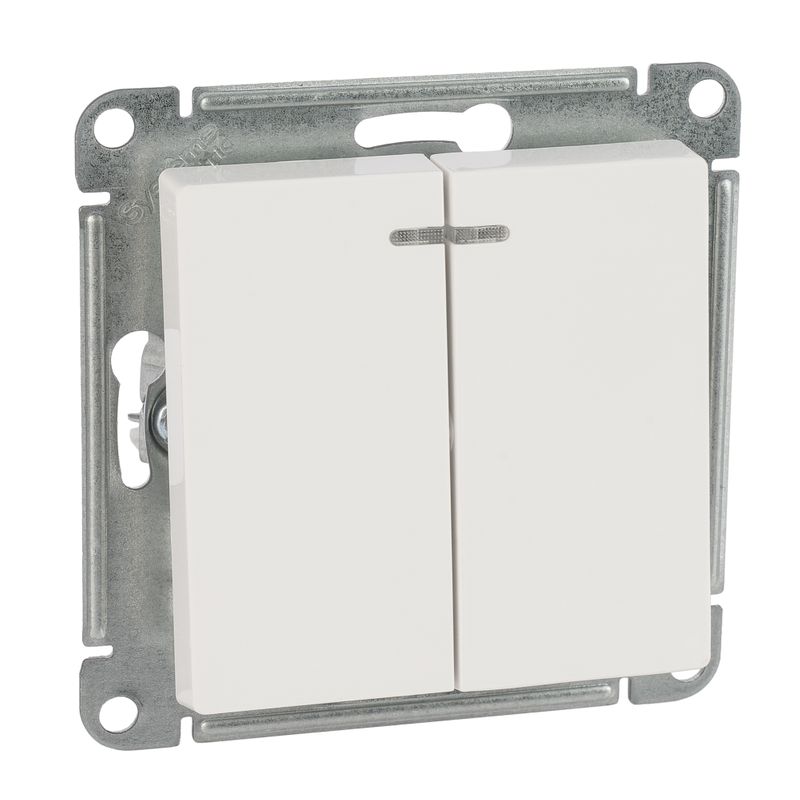 Механизм выключателя двухклавишный с подсветкой AtlasDesign белый IP20 Systeme Electric