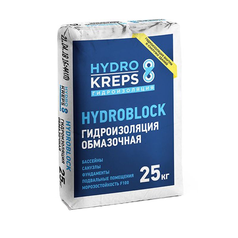 Гидроизоляция Крепс Hydrokreps Hydroblock, 25 кг