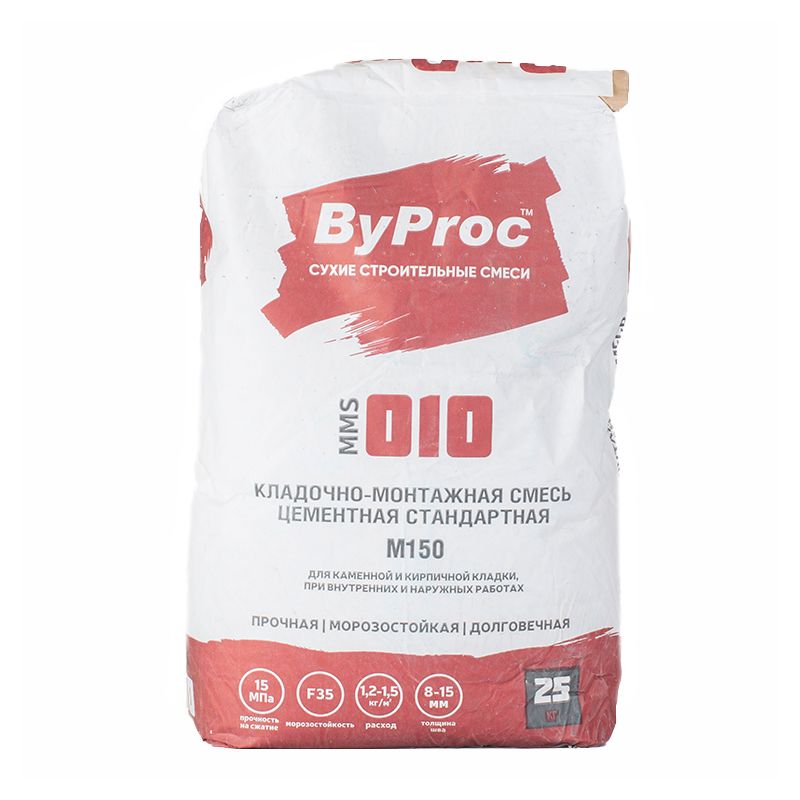 Смесь кладочная цементная стандартная ByProc MMS-010, 25 кг