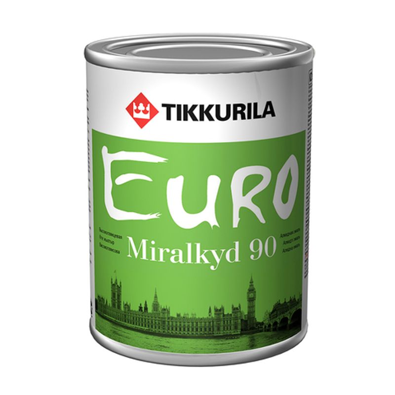Эмаль алкидная Tikkurila Euro Miralkyd 90 высокоглянцевая, база С, 9л