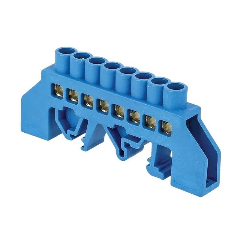 Шина нулевая N 8х12 8 отверстий, нейлоновый корпус синий sn0-125-8-dn