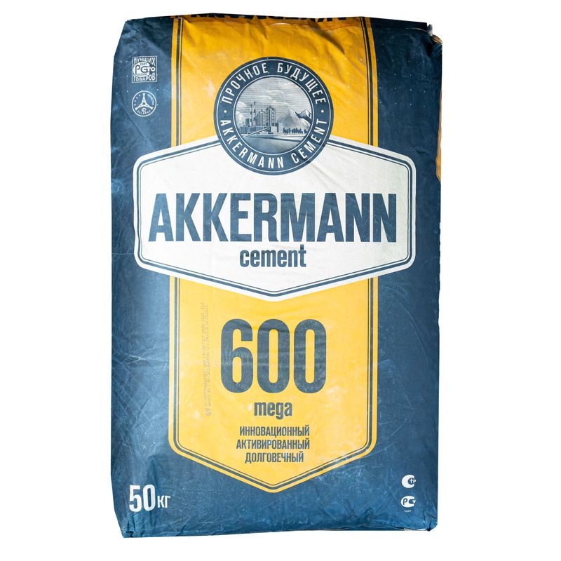 Цемент ЦЕМ I 52,5Н (ПЦ-600 Д0) AKKERMANN mega 50 кг