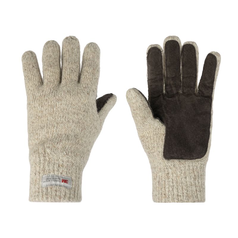 Перчатки шерстяные утепленные со спилковым наладонником