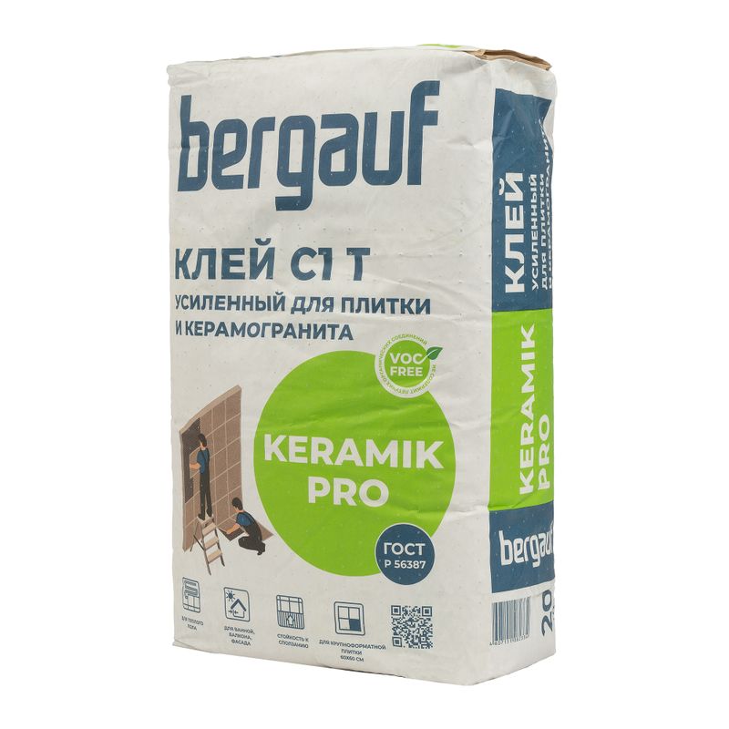 Клей для плитки Bergauf Pro Keramik С1Т, 20 кг