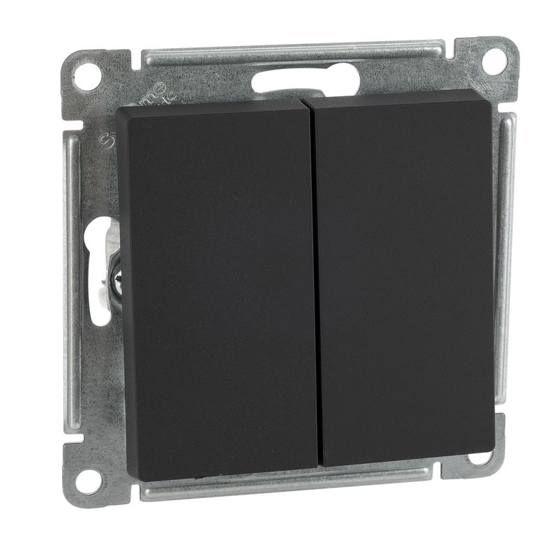 Механизм выключателя двухклавишный AtlasDesign карбон IP20 Systeme Electric