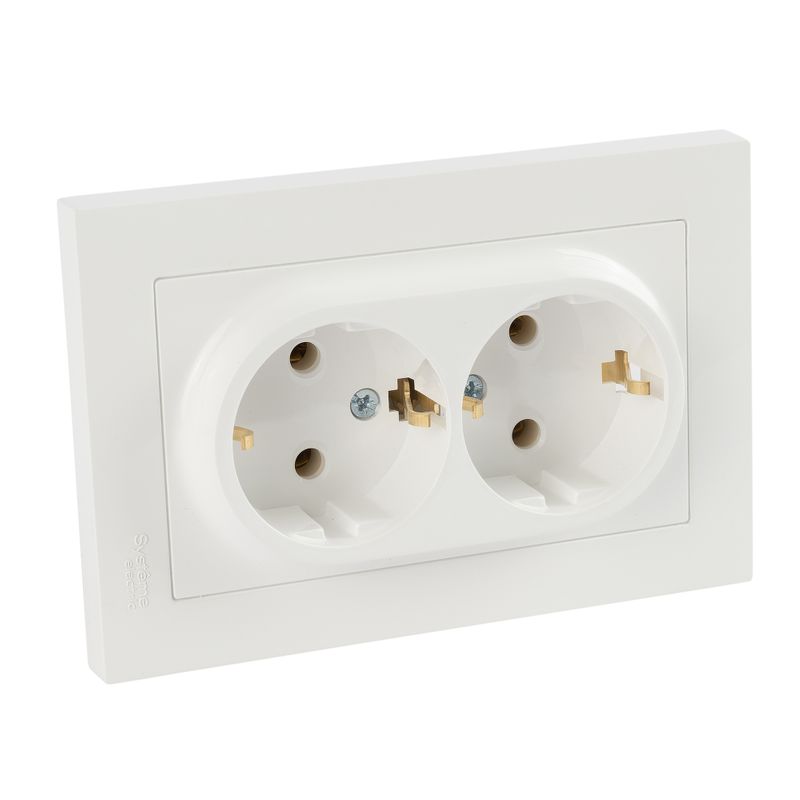 Розетка двухместная с заземлением AtlasDesign белая IP20 Systeme Electric
