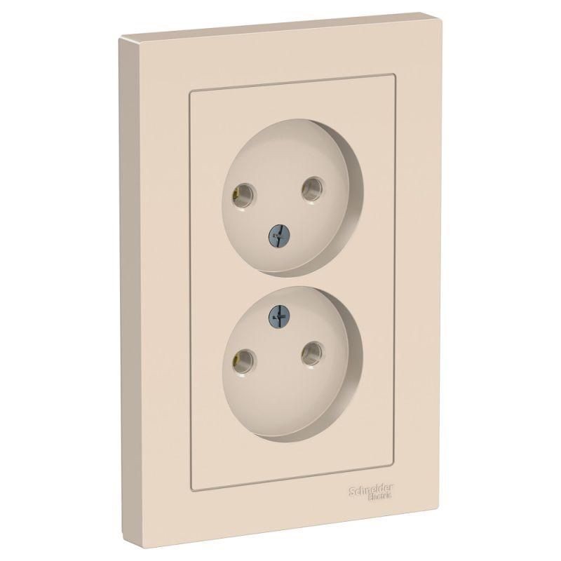 Розетка двухместная без заземления AtlasDesign бежевая IP20 Systeme Electric
