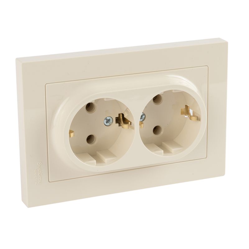 Розетка двухместная с заземлением AtlasDesign бежевая IP20 Systeme Electric