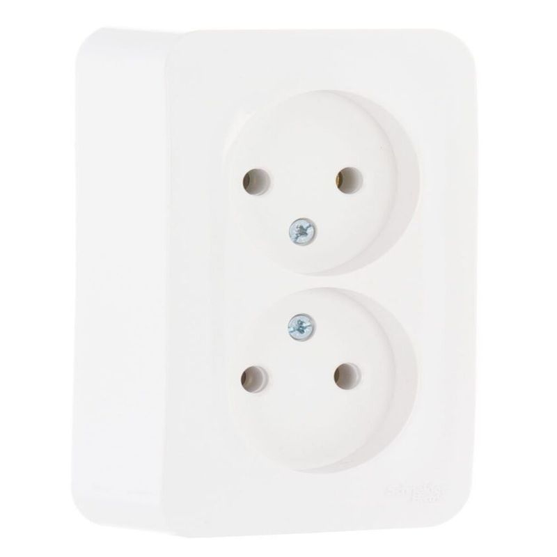 Розетка двухместная накладная без заземления Blanca белая IP20 Systeme Electric