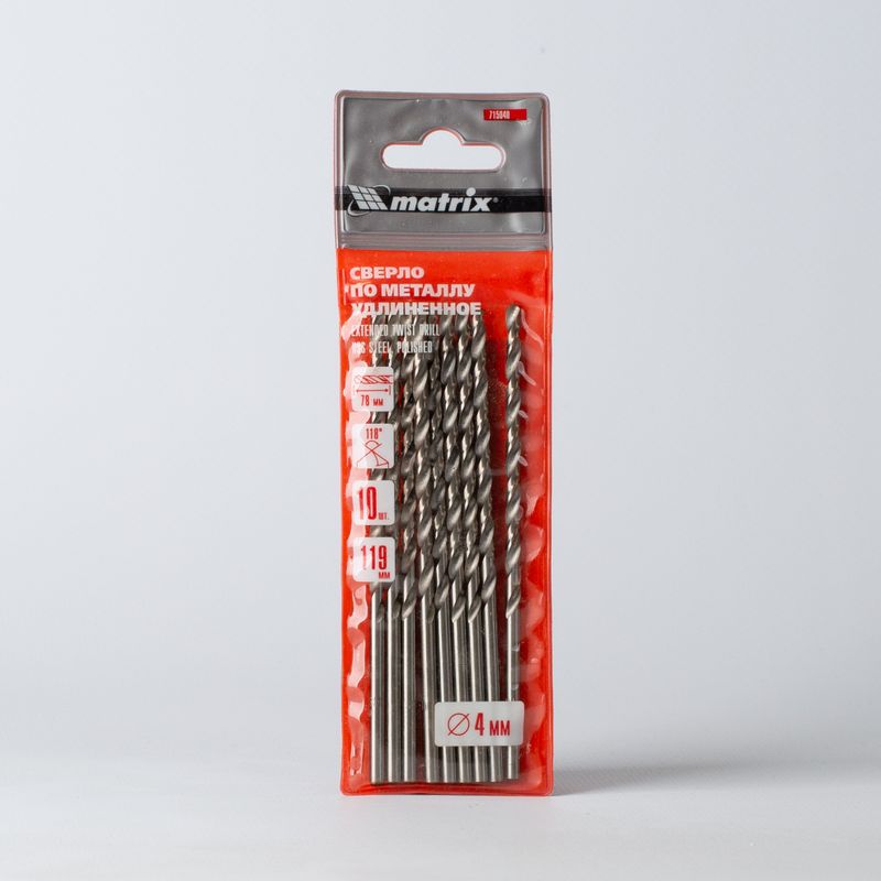 Сверло по металлу длинная серия 4х119х78 мм Matrix