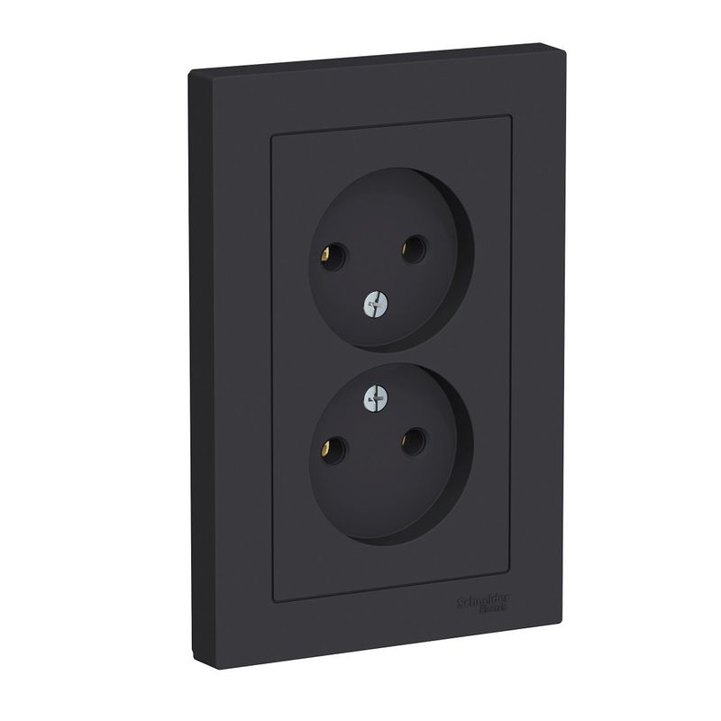 Розетка двухместная без заземления AtlasDesign карбон IP20 Systeme Electric