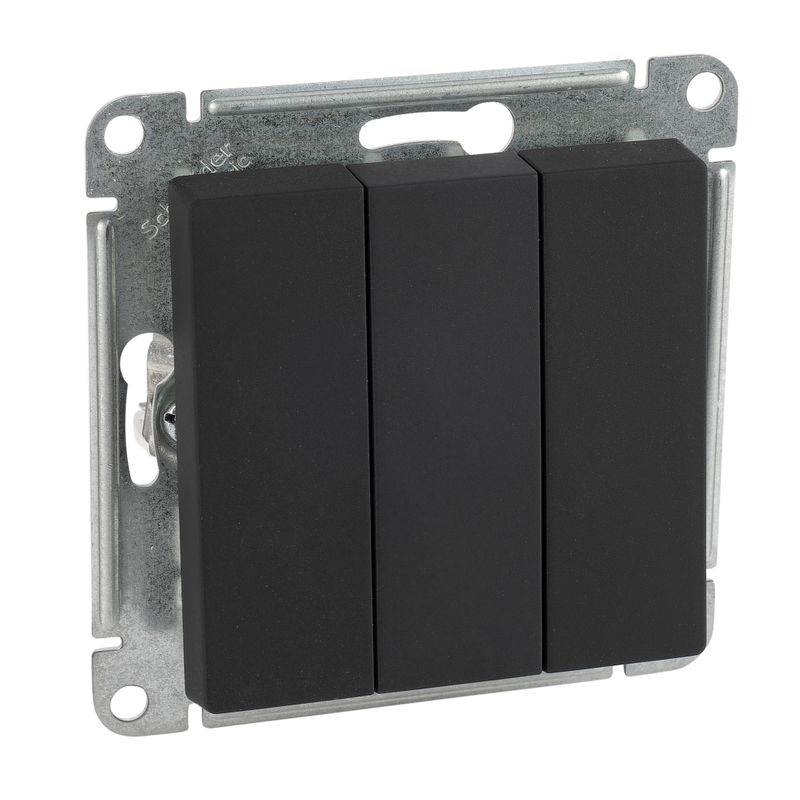 Механизм выключателя трехклавишный AtlasDesign карбон IP20 Systeme Electric