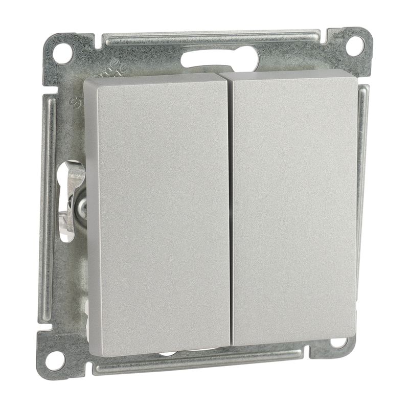 Механизм выключателя двухклавишный AtlasDesign алюминий IP20 Systeme Electric