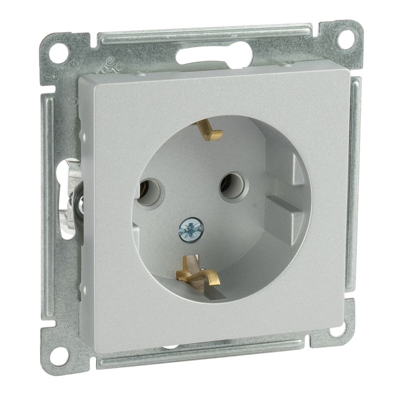 Механизм розетки с заземлением AtlasDesign алюминий IP20 Systeme Electric