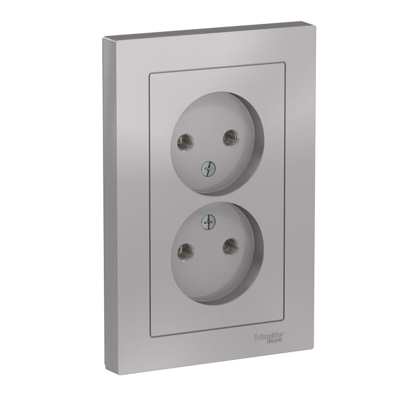 Розетка двухместная без заземления AtlasDesign алюминий IP20 Systeme Electric