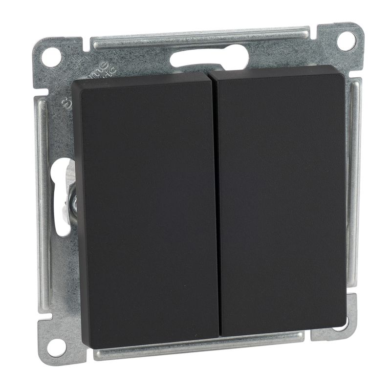Механизм переключателя проходного двухклавишный AtlasDesign карбон IP20 Systeme Electric