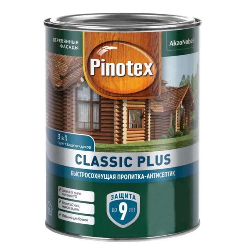 Декоративно-защитное средство для дерева Pinotex Classic Plus 3 в 1 лиственница 0,9 л