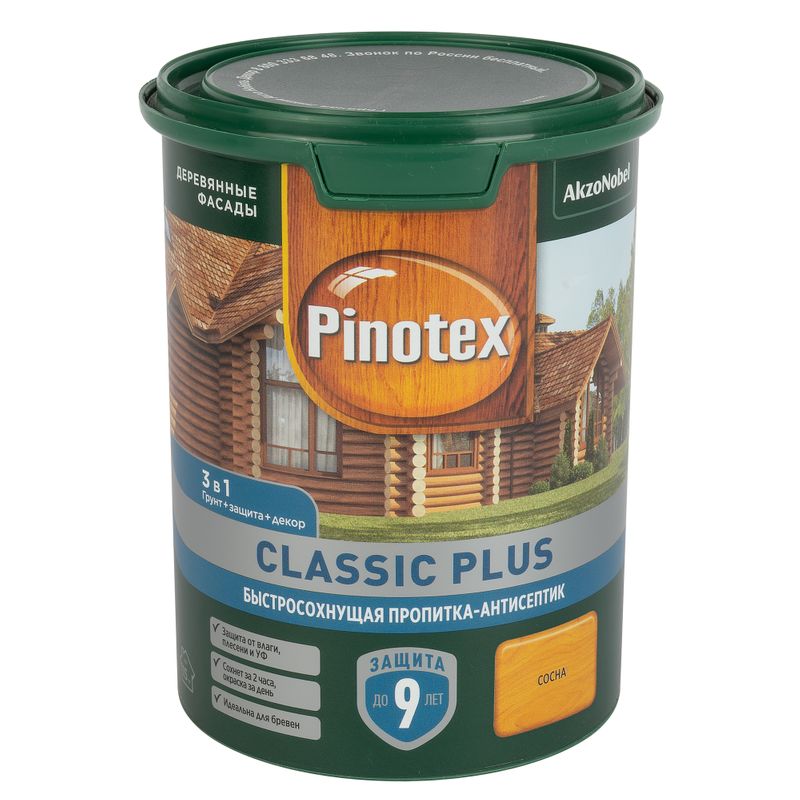 Декоративно-защитное средство для дерева 3в1 Pinotex Classic Plus сосна полуматовое 0,9л