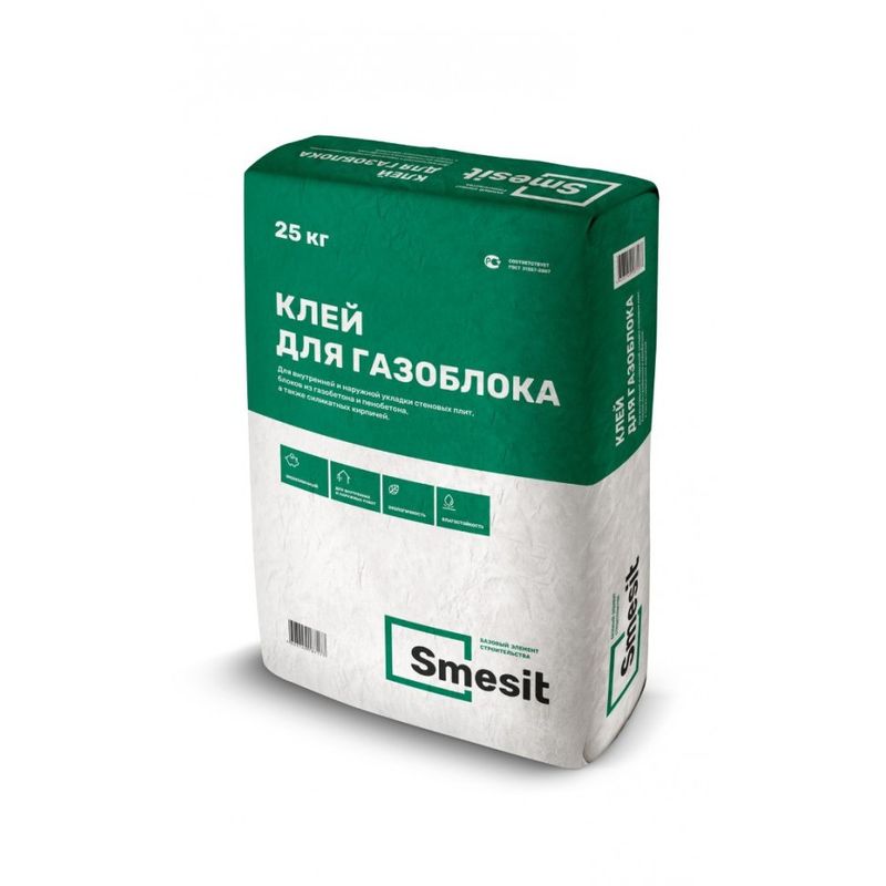 Клей для газоблока Smesit, зимний -15 С, 25 кг