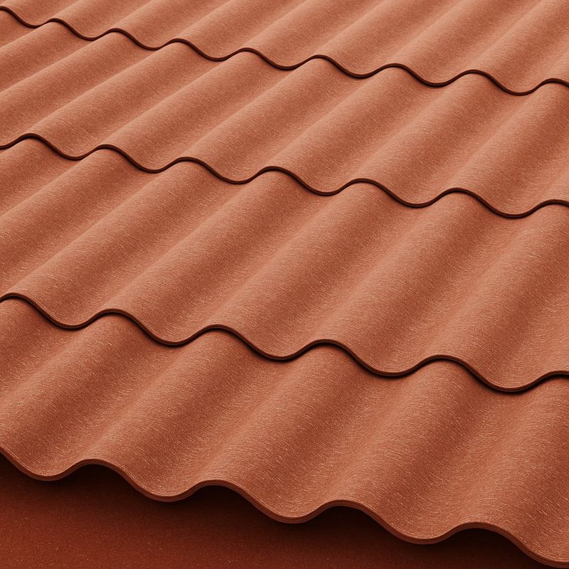 Шифер 8-волновой 1750х1130х5,2 мм терракотовый