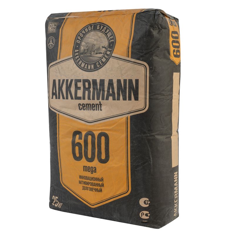 Цемент ЦЕМ I 52,5Н (ПЦ-600 Д0) AKKERMANN mega 25 кг