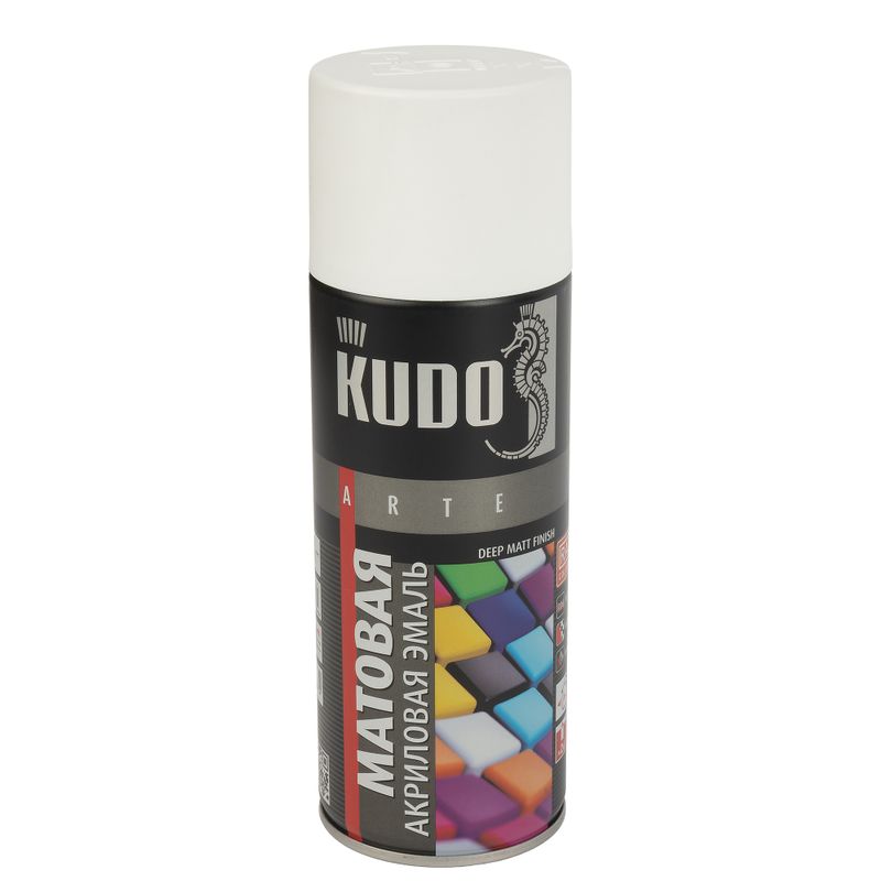 Эмаль аэрозольная акриловая Kudo белая (RAL 9003) матовая 0,52л
