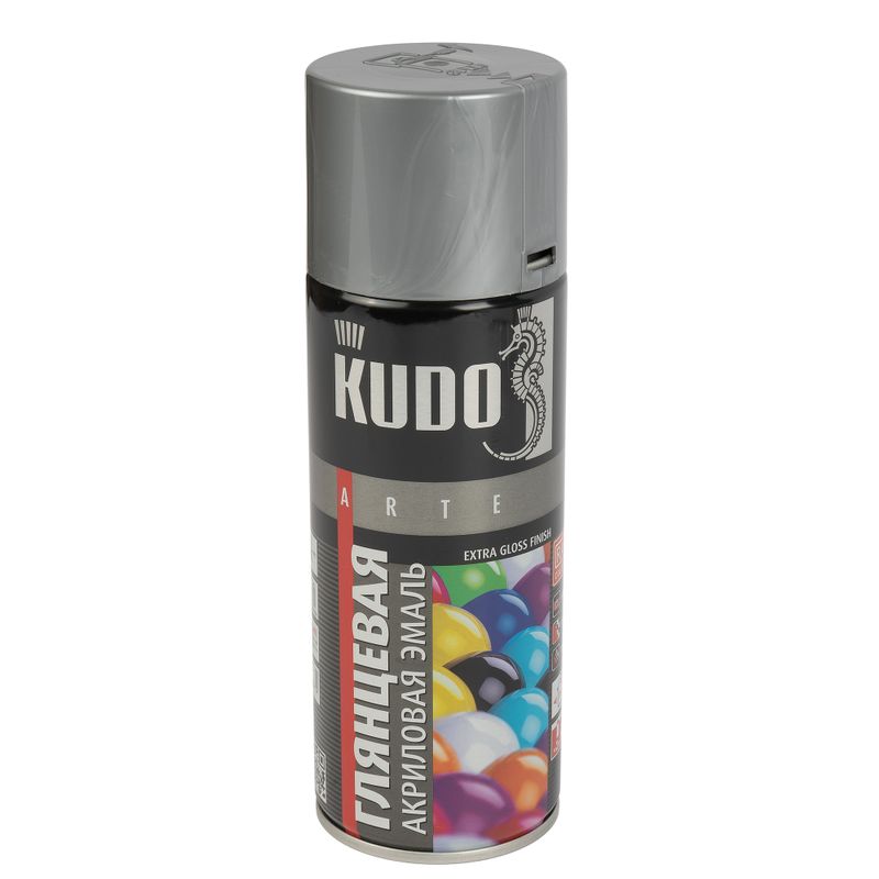 Эмаль аэрозольная акриловая Kudo серая (RAL 7040) глянцевая 0,52л