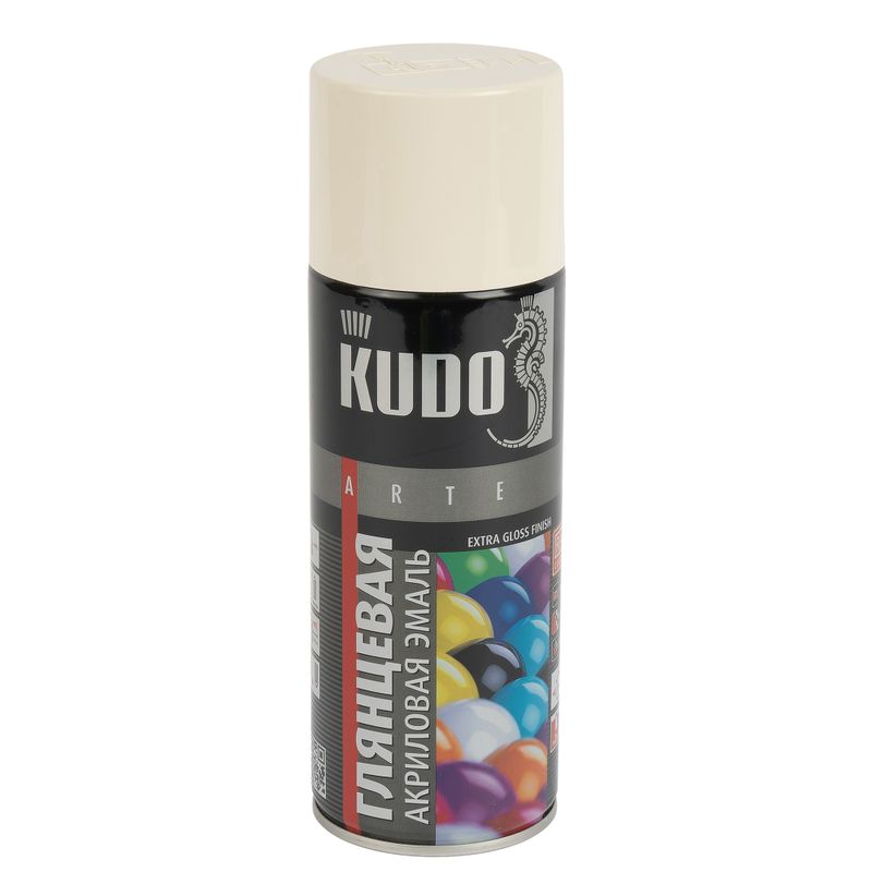 Эмаль аэрозольная акриловая Kudo слоновая кость (RAL 1015) глянцевая 0,52л