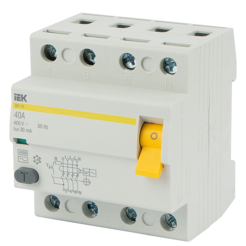 УЗО четырехполюсное 40А 30мА тип АС IEK