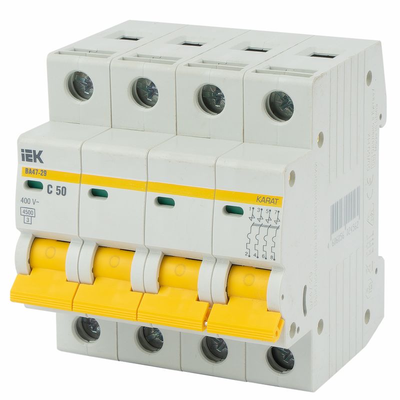 Автоматический выключатель четырехполюсный C 50А 4.5кА IEK
