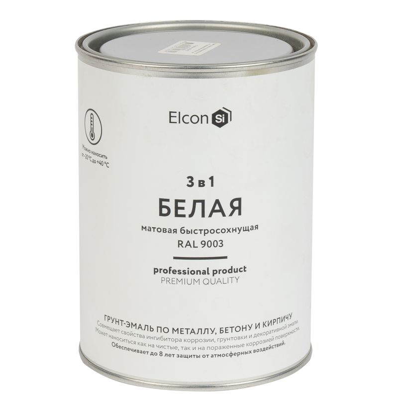 Грунт-эмаль по ржавчине 3 в 1 Elcon белая матовая 0,8 кг