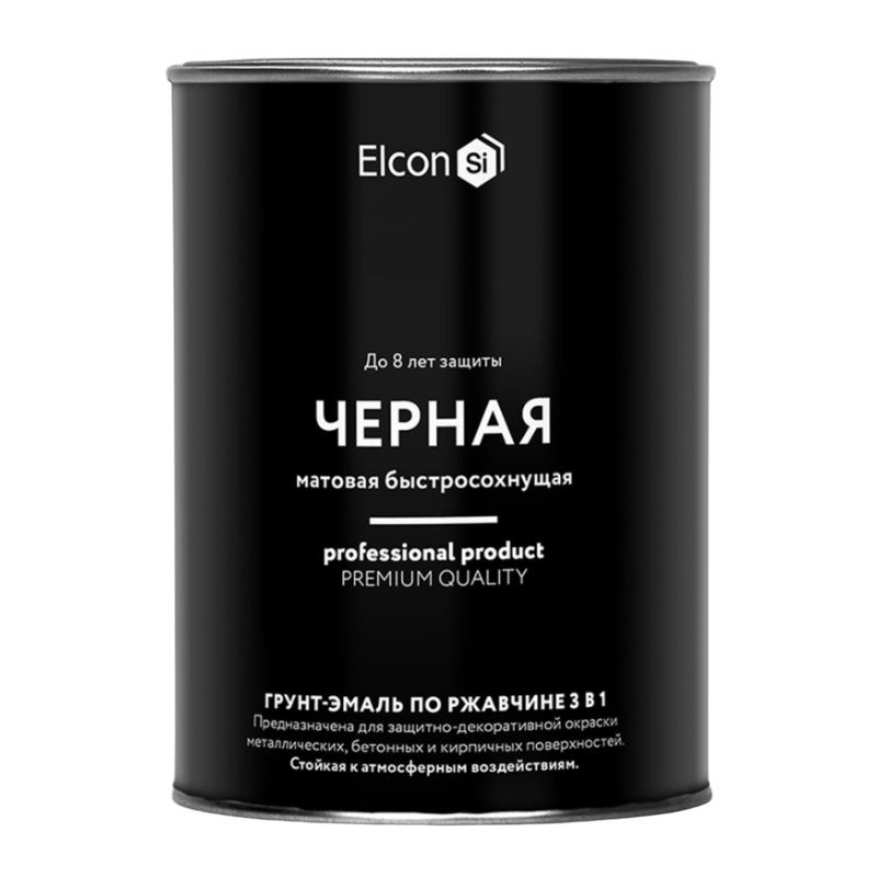 Грунт-эмаль по ржавчине 3 в 1 Elcon черная матовая 0,8 кг