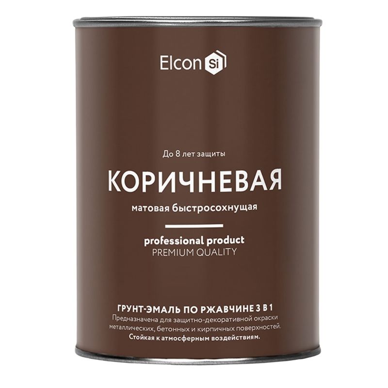 Грунт-эмаль по ржавчине 3 в 1 Elcon коричневая матовая 0,8 кг