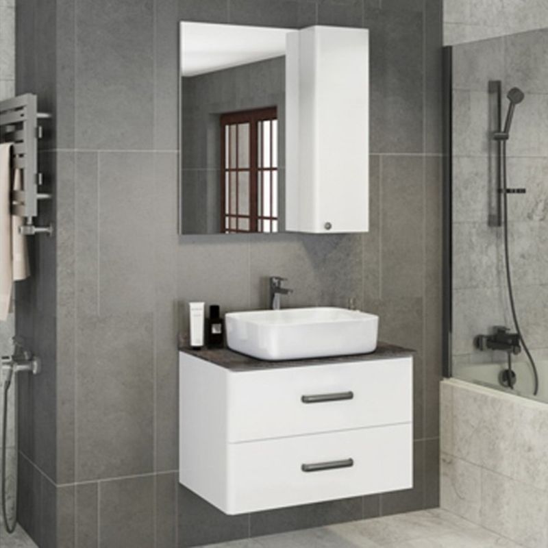 Зеркало шкаф Comforty Прага 60 дуб белый